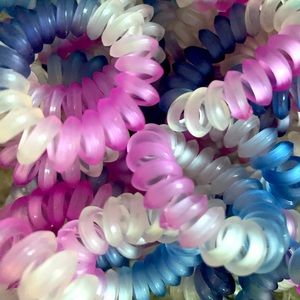 5 Blue/Clear/Purple Spiral Hair Tie Favor Set – Cute, Colorful & Practical!